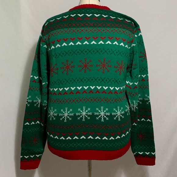 Ugly Christmas Sweater Santa Milk Glass Cup Beer Drink Holder Mens Womens XXL - Picture 2 of 5